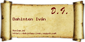 Dahinten Iván névjegykártya